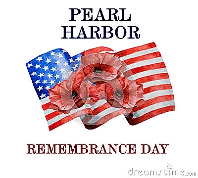 Pearl Harbor Remembrance Day. Greeting inscription. National holiday Stock Photo