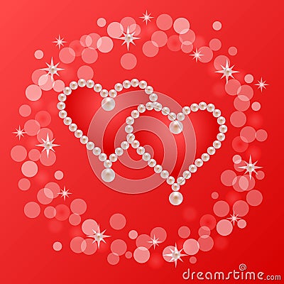 Pearl hearts card Stock Photo