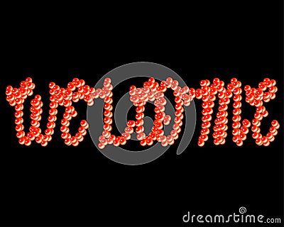 Pearl inscription Welcome on a black background. Cartoon Illustration