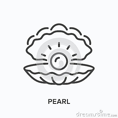 Pearl line icon. Vector outline illustration of sea shell. Marine clam pictorgam Vector Illustration