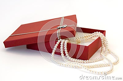 Pearl Necklace as a Gift Stock Photo