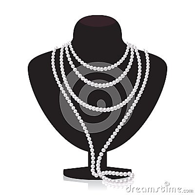 Pearl necklace on black mannequin Vector Illustration