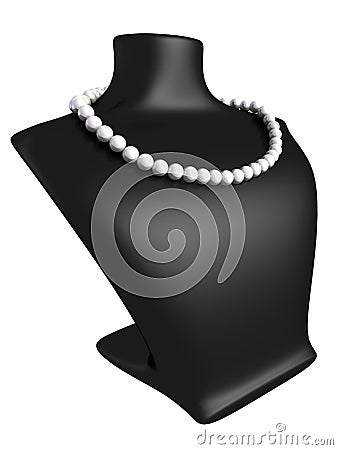 Pearl necklace on black mannequin Stock Photo