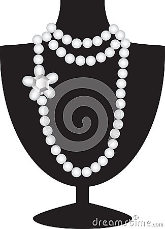 Pearl necklace on black mannequin Vector Illustration