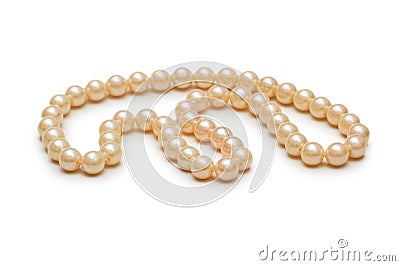 Pearl necklace isolated on the white background Stock Photo