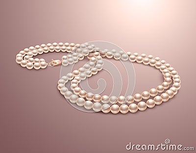 Pearl necklace realistic Vector Illustration