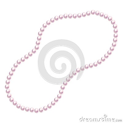 Pearl necklace shiny natural sea nacreous isolated on white background Cartoon Illustration