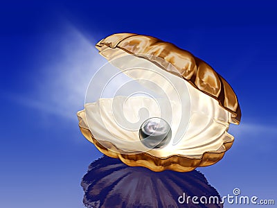 Pearl in open seashells Stock Photo