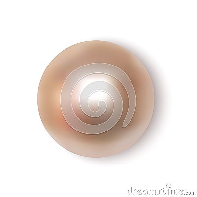 Pearl realistic isolated on white background top view. Spherical beautiful 3D orb with transparent glares and highlights for decor Stock Photo