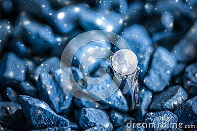 Pearl ring closeup, jewelry and accessory brand Stock Photo