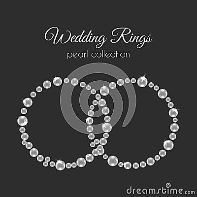 Pearl rings. Vector frame in circle shape. White pearls design. Vector Illustration