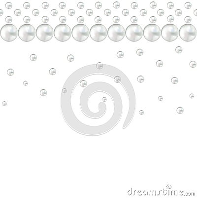 Pearl white bead string and small pearls raining down from top o Stock Photo