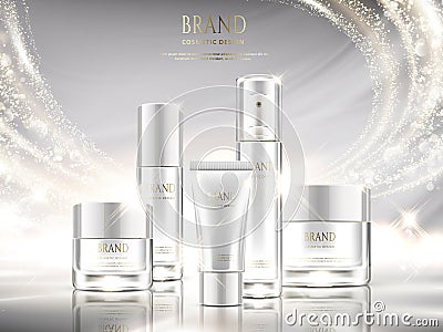 Pearl white skincare ads Vector Illustration