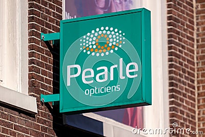 Pearle Opticien shop, flag sign Editorial Stock Photo