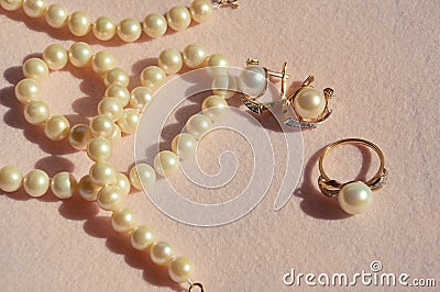 Pearls, bead jewelry, necklace for wedding Stock Photo
