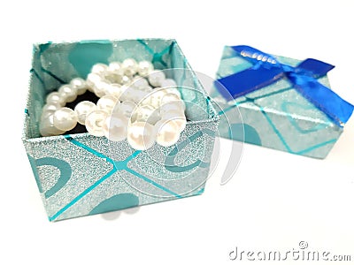 Pearls in a gift box Stock Photo