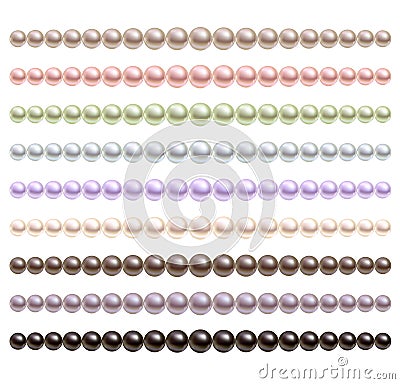 Pearls necklace of different colors. Vector Illustration