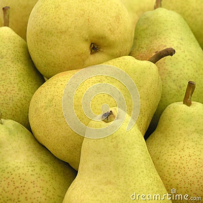 Pears on market Stock Photo