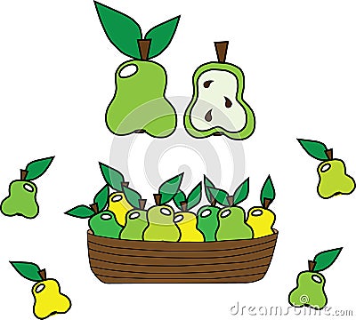 Pears in a set Vector Illustration