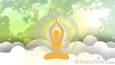Pearson doing yoga for calm mind dreamy background Stock Photo