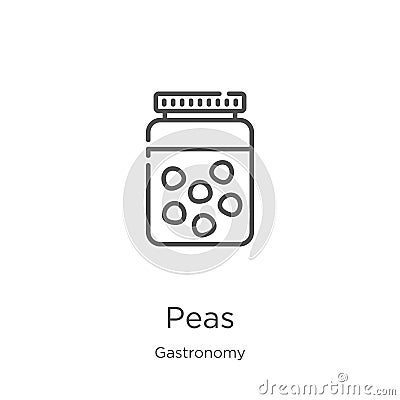 peas icon vector from gastronomy collection. Thin line peas outline icon vector illustration. Outline, thin line peas icon for Vector Illustration