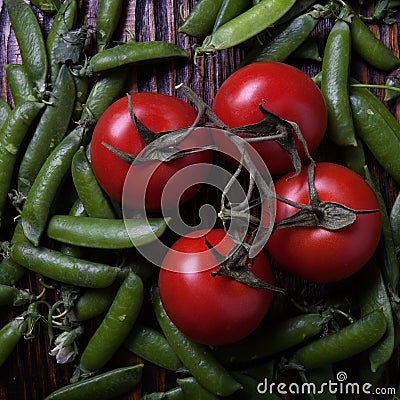 Peas and tomatoes Stock Photo