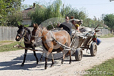 Peasant family in cart Editorial Stock Photo