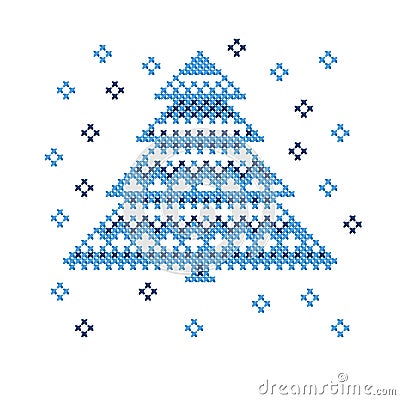 Peasant folk rustic motif of christmass tree Vector Illustration