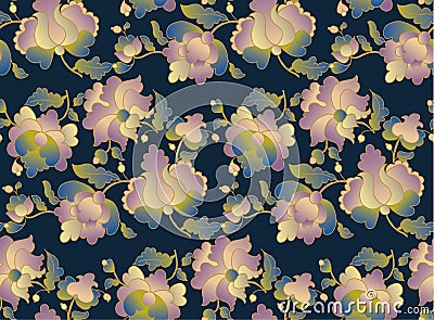 Peasant style flower vector seamless pattern. Vector Illustration