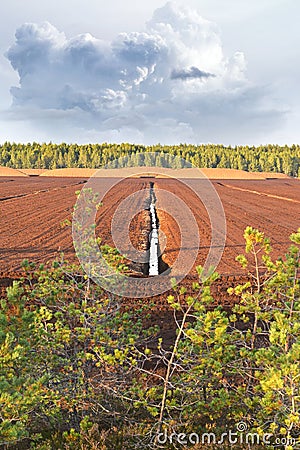 Peat extraction area Stock Photo