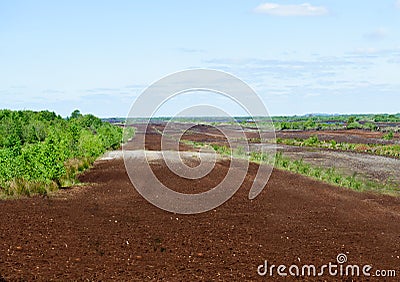 Peat extraction sites Stock Photo