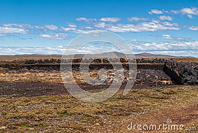 Peat harvesting on Falklands, UK Stock Photo