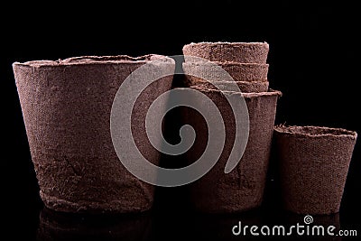 Peat pots for seedlings Stock Photo