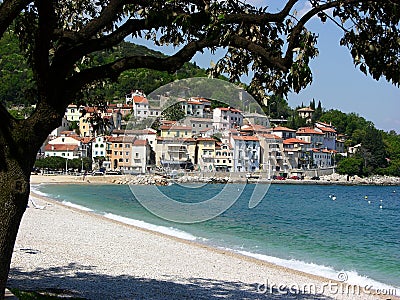 Pebble beach in Moscenicka Draga,Croatia Stock Photo