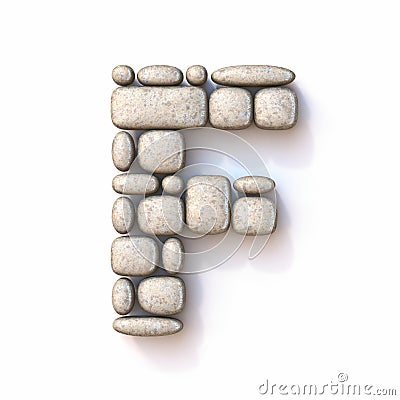 Pebble font Letter F 3D Cartoon Illustration