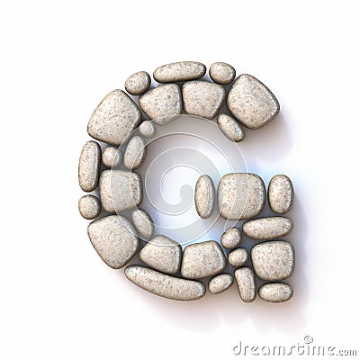 Pebble font Letter G 3D Cartoon Illustration