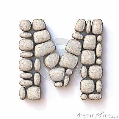 Pebble font Letter M 3D Cartoon Illustration