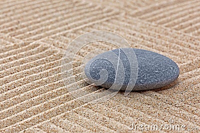 Pebble on raked sand squares Stock Photo
