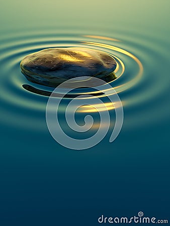 pebble stone in water with ripples background Cartoon Illustration