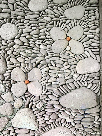 Pebble wall detail, Bali Stock Photo