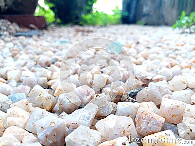 Pebbles crystal rocks yard gravel Stock Photo