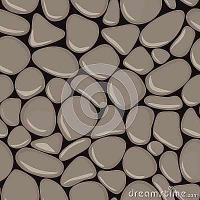 Pebbles seamless pattern. Stone seamless background texture. Vector Illustration