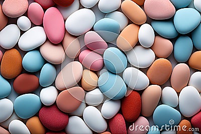 pebbles texture background, closeup pastel colors smooth stones Stock Photo