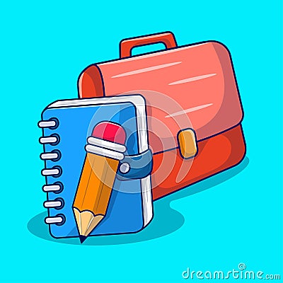 Notebook pencil and briefcase clipart Stock Photo