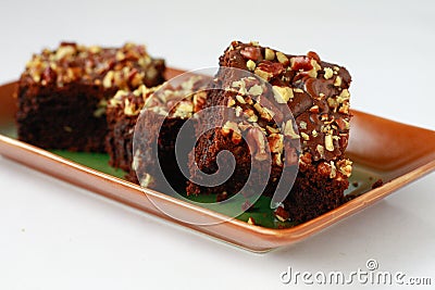 Pecan nuts brownies Stock Photo