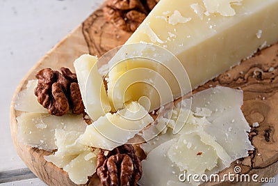 Pecorino romano, hard italian sheep milk cheese Stock Photo