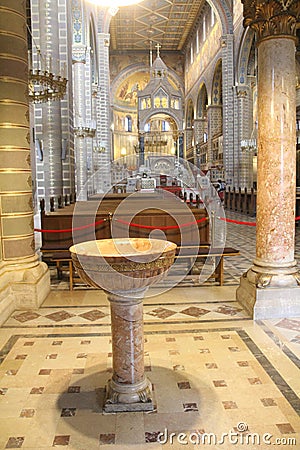 Pecs Cathedral Font Stock Photo