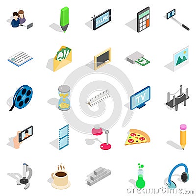 Peculiarity icons set, isometric style Vector Illustration