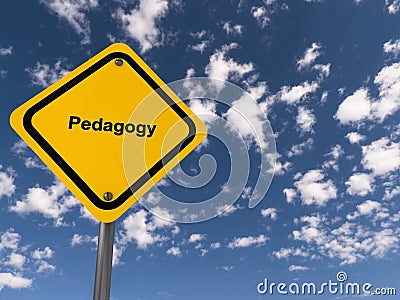 pedagogy traffic sign on blue sky Stock Photo