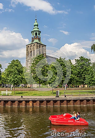 Pedal boat in a canal in Nordhorn Editorial Stock Photo